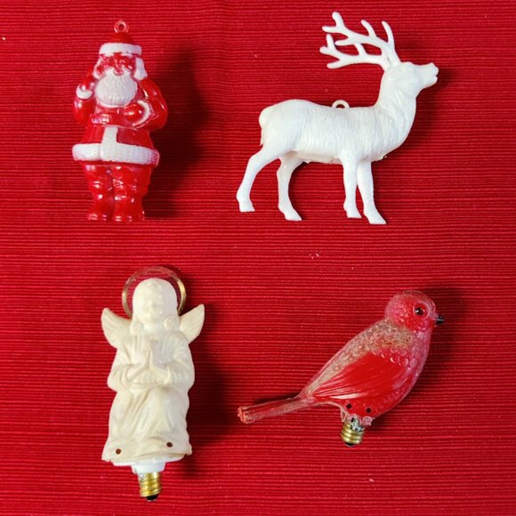 Vintage Hard Plastic Celluloid Christmas Ornaments & Bulbs - Lot of 4-  RARE - Picture 1 of 13
